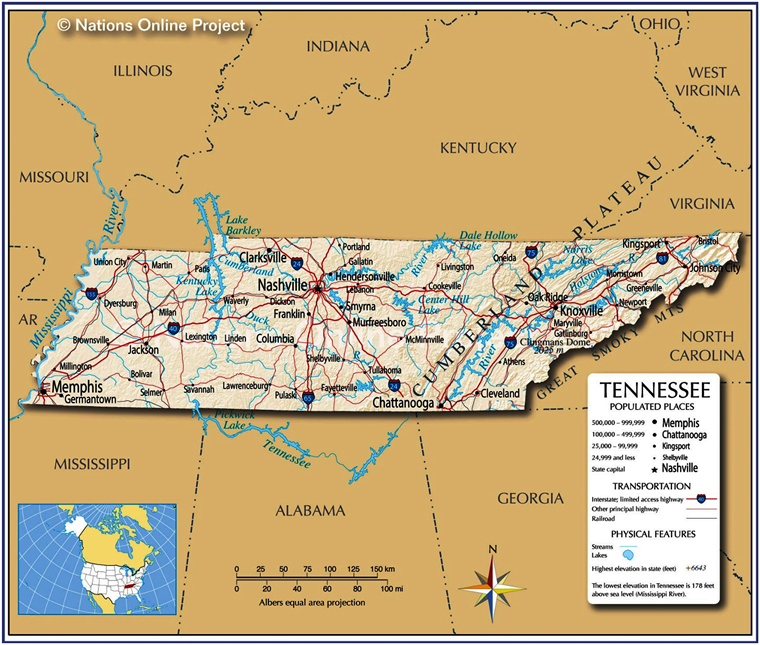 Tennessee Map With Major Cities My XXX Hot Girl
