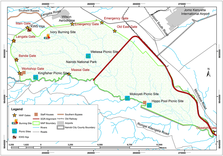 Nairobi National Park Map Pdf Gis Assessment Of Environmental Footprints Of The Standard Gauge Railway  (Sgr) On Nairobi National Park, Kenya