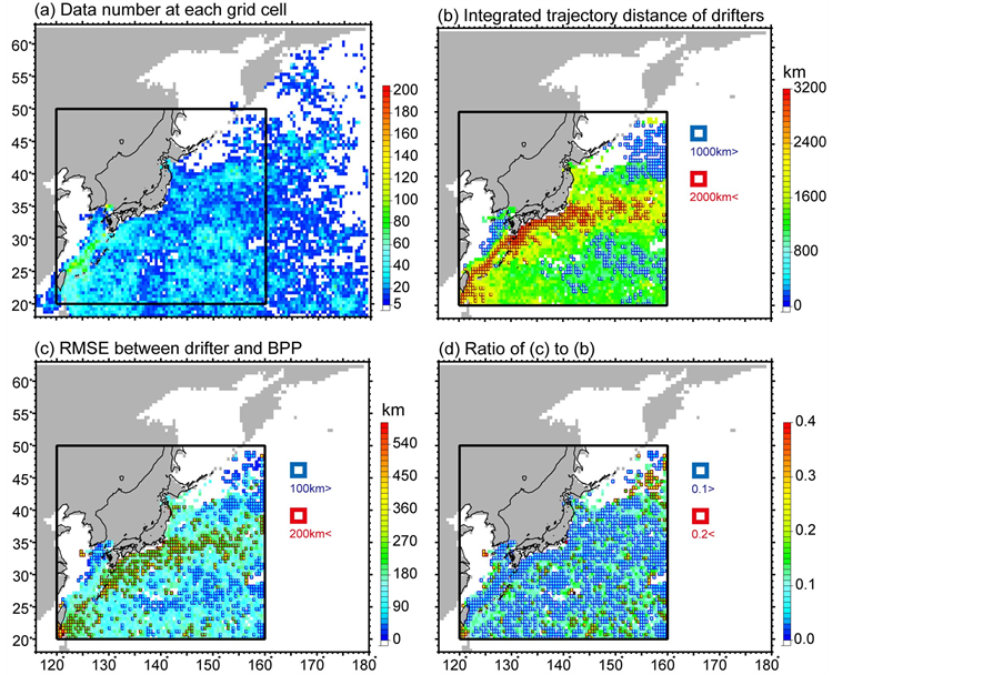 Surface drifter set. (A) Trajectories of 30 drifters released in the